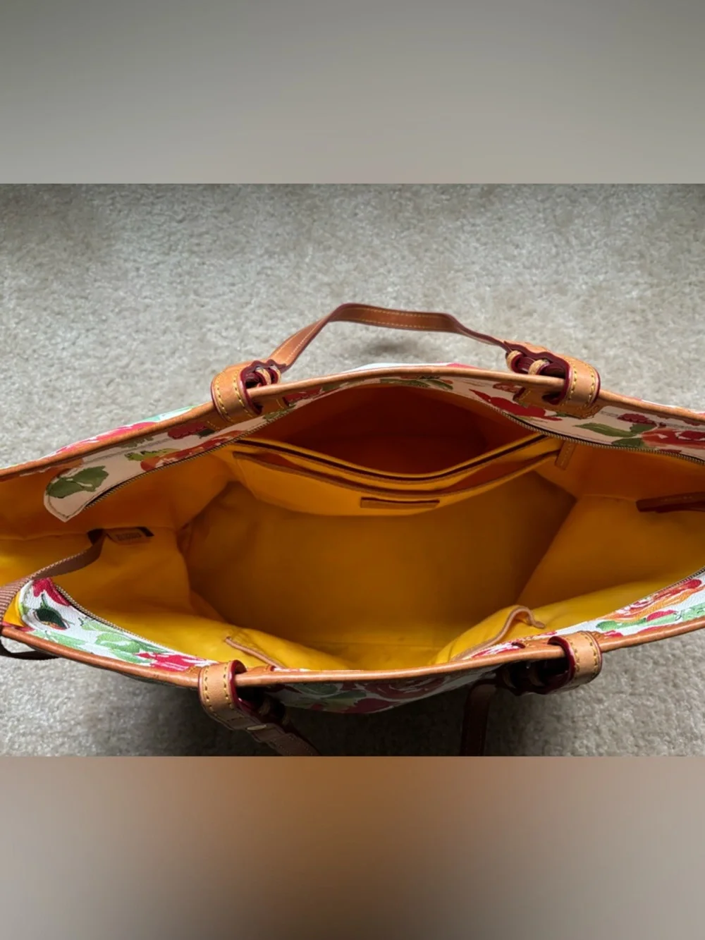 Dooney & Bourke Floral Tote Bag in Red/Orange/Green - Picture 4 of 9